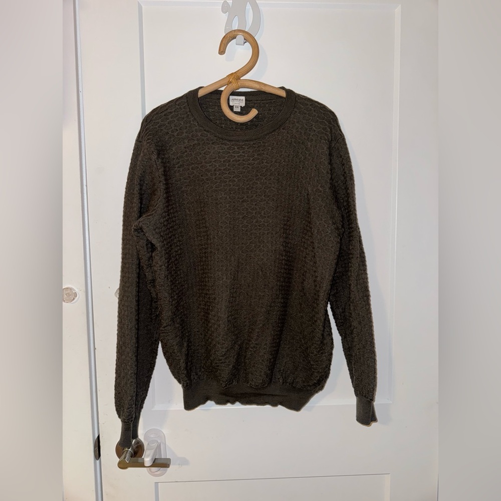Armani Collezioni Size XXL 100% Wool Crew Neck Long Sleeve Sweater
